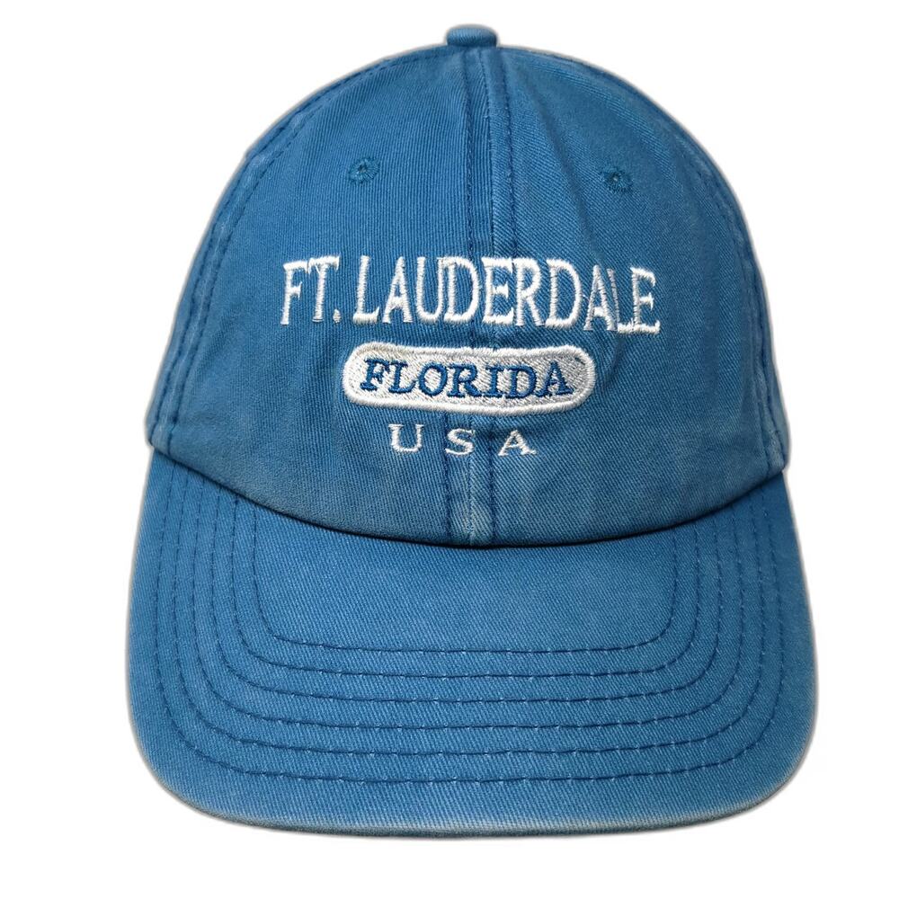 Azure Baseball Cap Blue One Size Ft Lauderdale Florida USA Slideback Cotton Hat